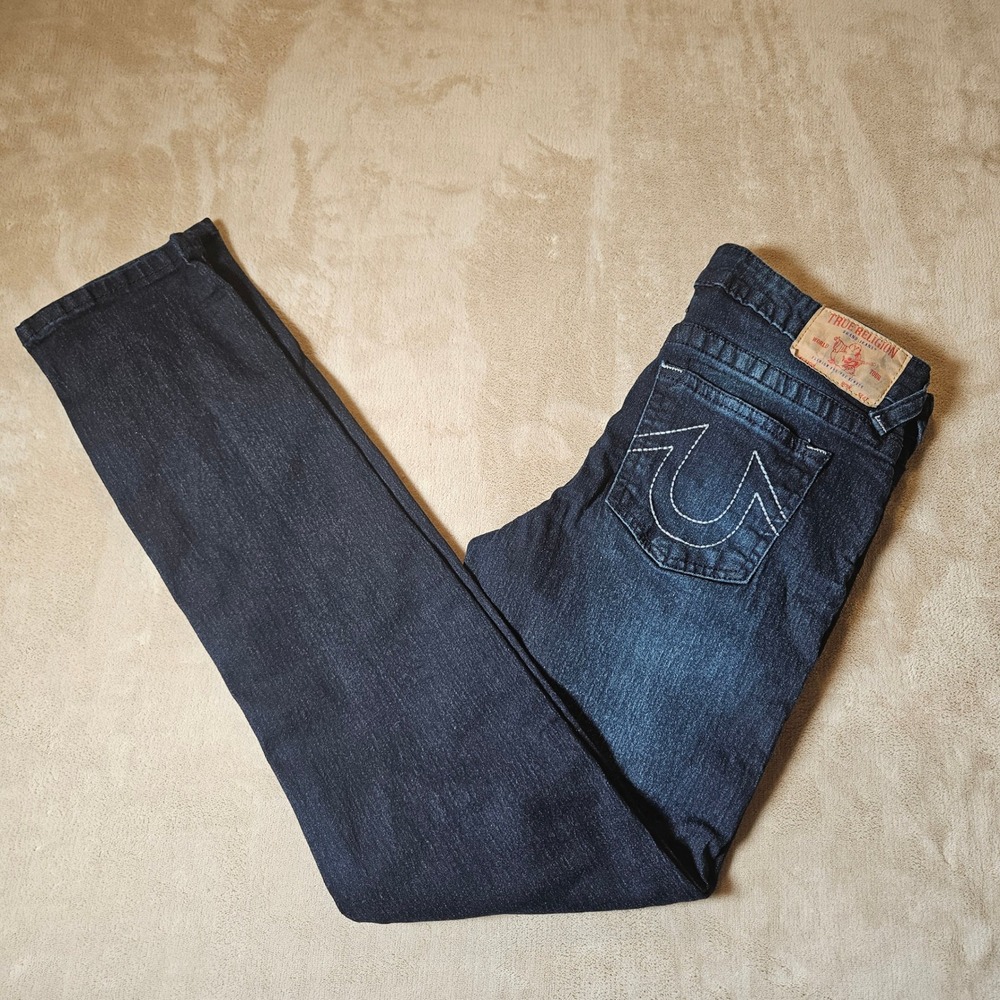 True Religion Geno Relaxed Slim Jeans Dark Wash Denim Size 16 Womens